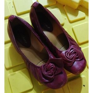 Earthies Women's Dark Red‎ Leather Rubio Bordeaux Ballet Flats, Size 7